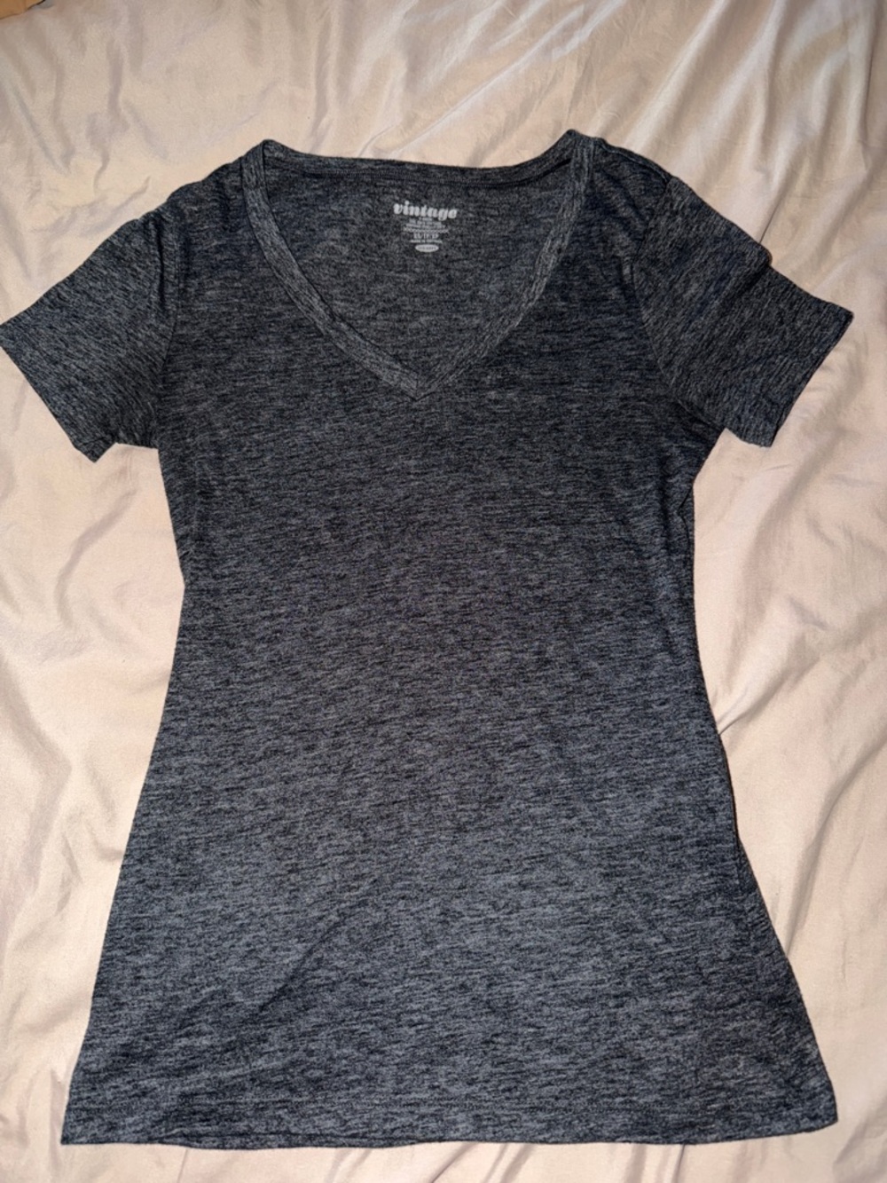 Vintage Old Navy Dark Grey Heather V-Neck Short Sleeve Tee